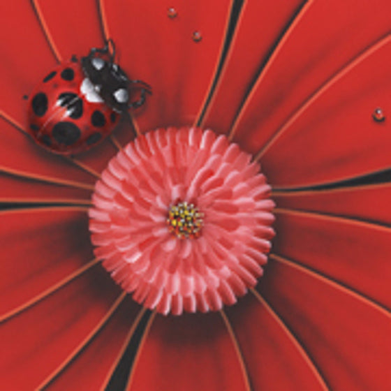 Red Flower with Lady Bug - Canvas
