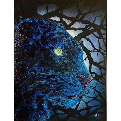 D. Arthur Midnight - Black Leopard Original Oil on Clear Acrylic
