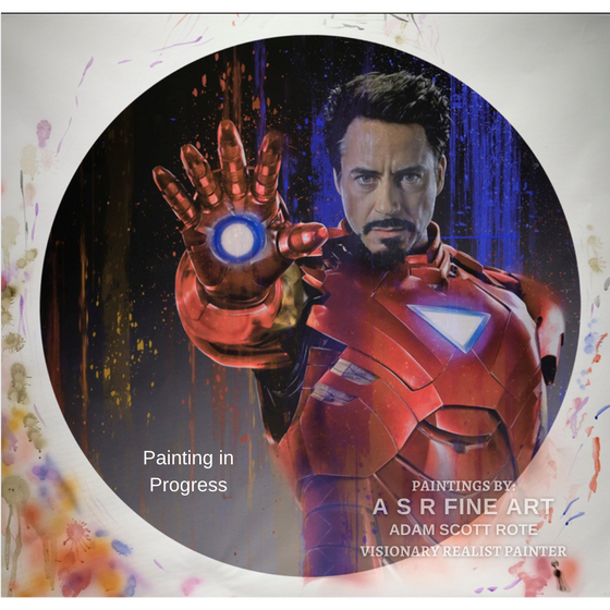 Iron Man Painting with or without Hollywood Sign Metal Star