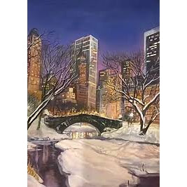Gapstow Bridge Snowfall - Original Watercolor