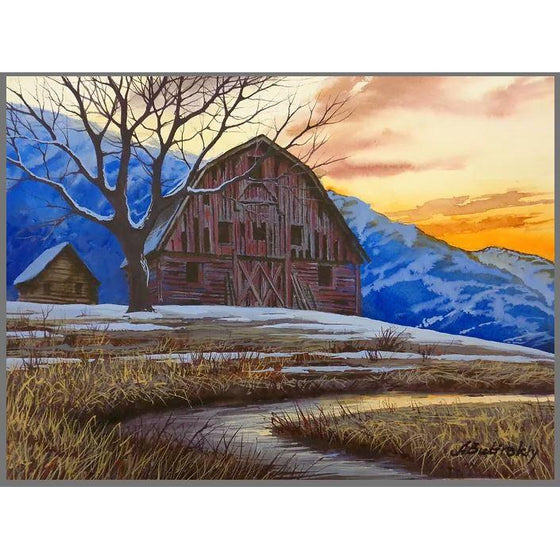 Mountain Sunset - Original Watercolor