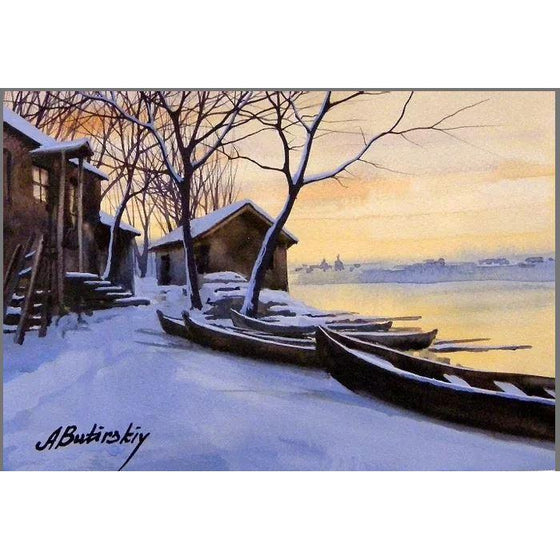 Winter Along the River - Original Watercolor